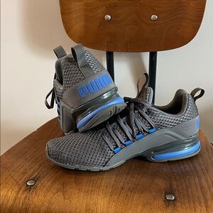PUMA Men’s Axelion Charcoal and Azure Athletic Sneakers